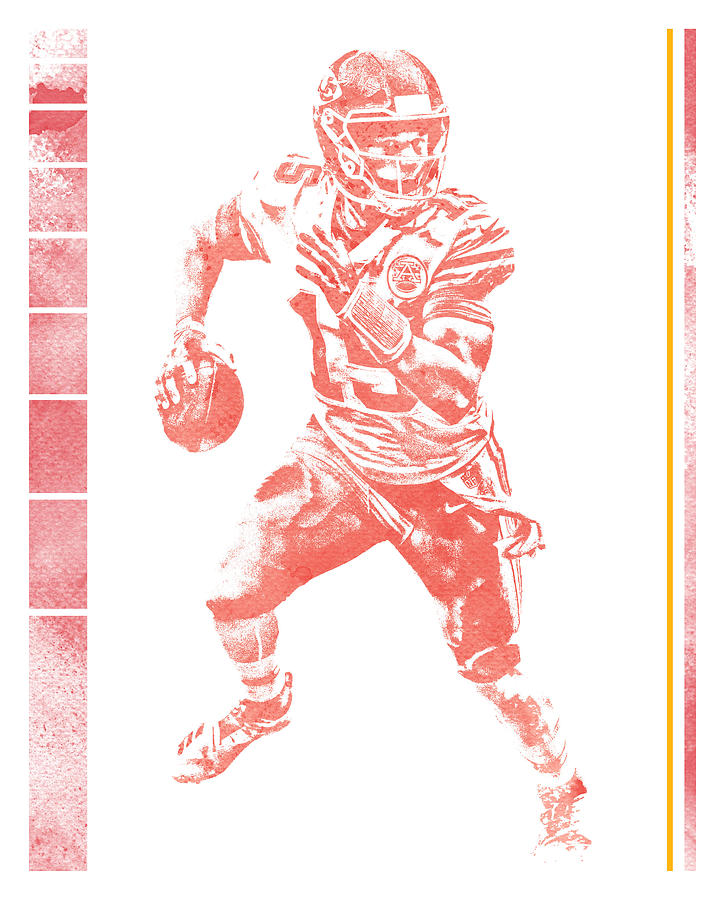 Patrick mahomes kansas city chiefs water color pixel art mixed media by joe hamilton