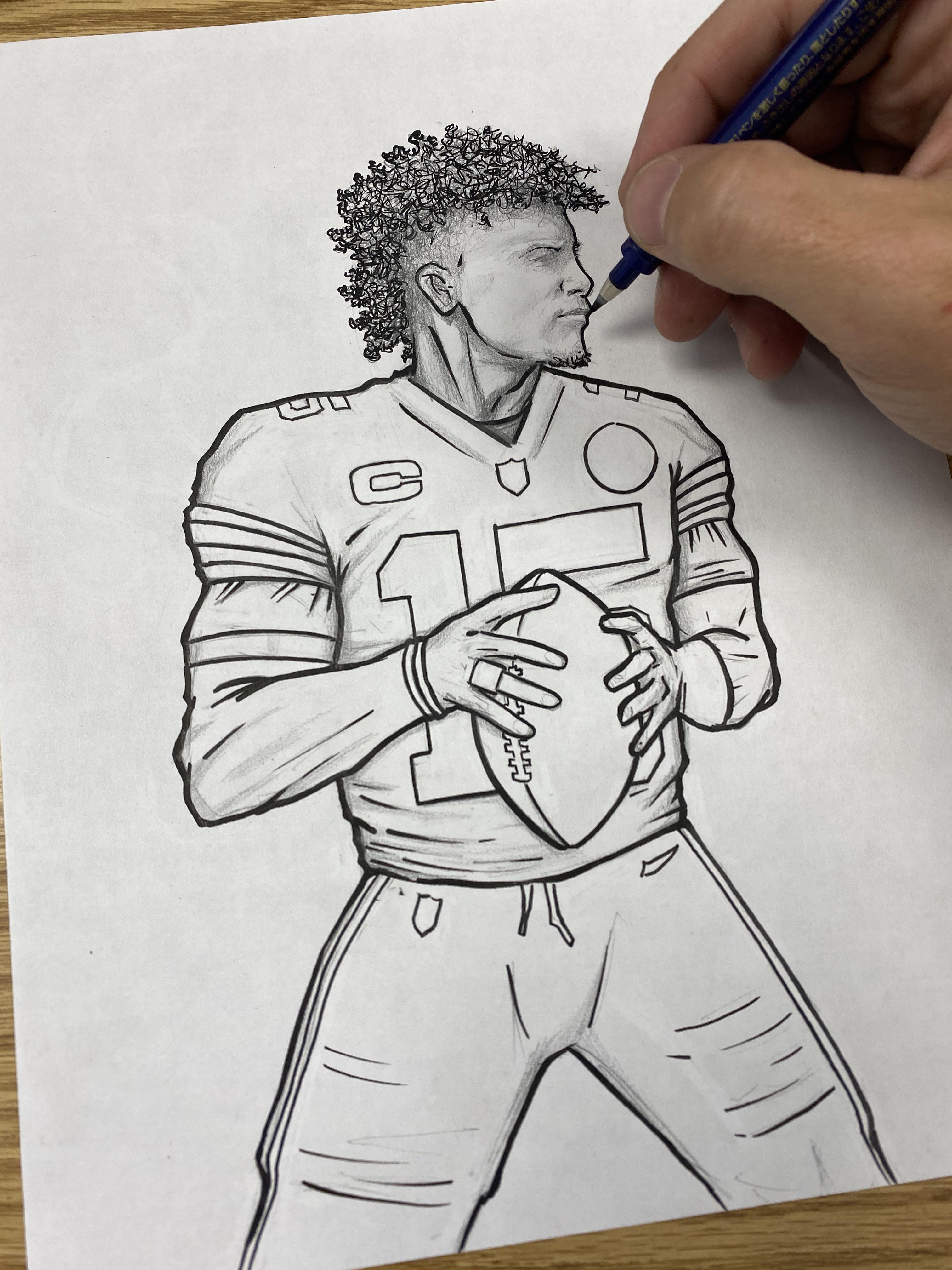 Heres a little patrick mahomes drawing im working on soon to be a full color print rkansascitychiefs