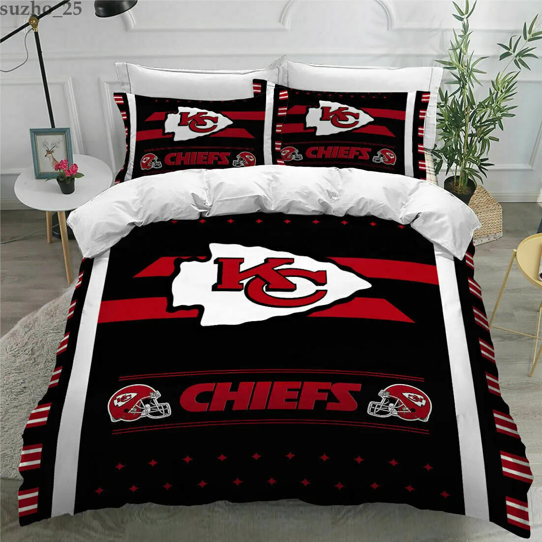 Kansas city chiefs d forter cover pcs bedding sets duvet cover pillowcases