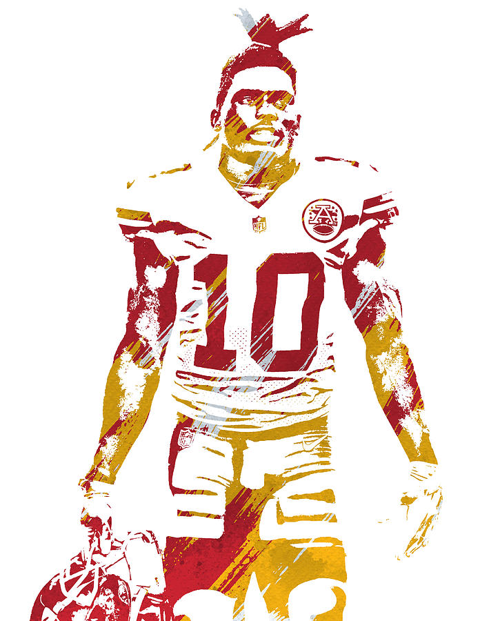 Tyreek hill kansas city chiefs watercolor strokes pixel art mixed media by joe hamilton