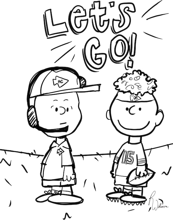 Kansas city football charlie brown style coloring page download now