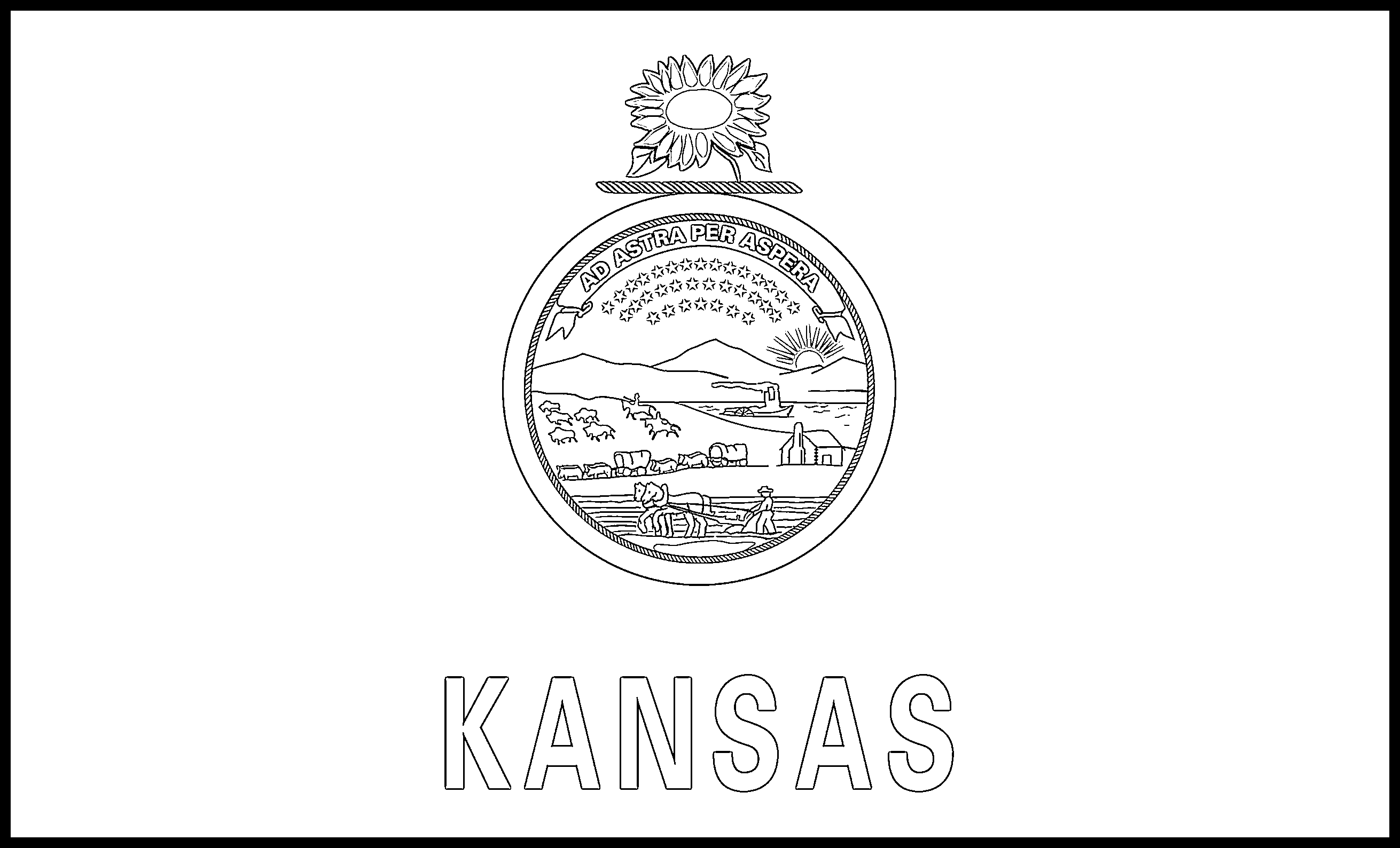 Kansas flag coloring page â state flag drawing â flags web