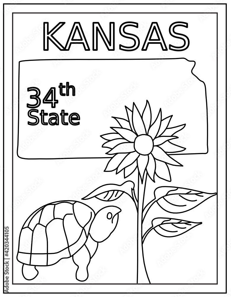 Kansas coloring page designed in hand drawn vectors vector