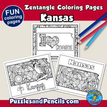 Zentangle kansas coloring pages us states mindfulness activity