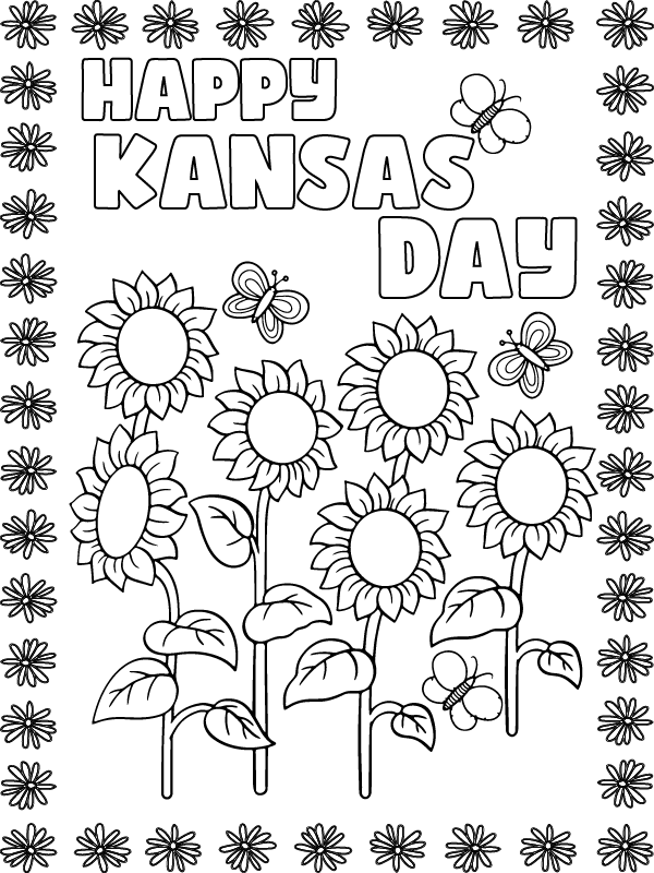 Printable kansas day fãrbung seite