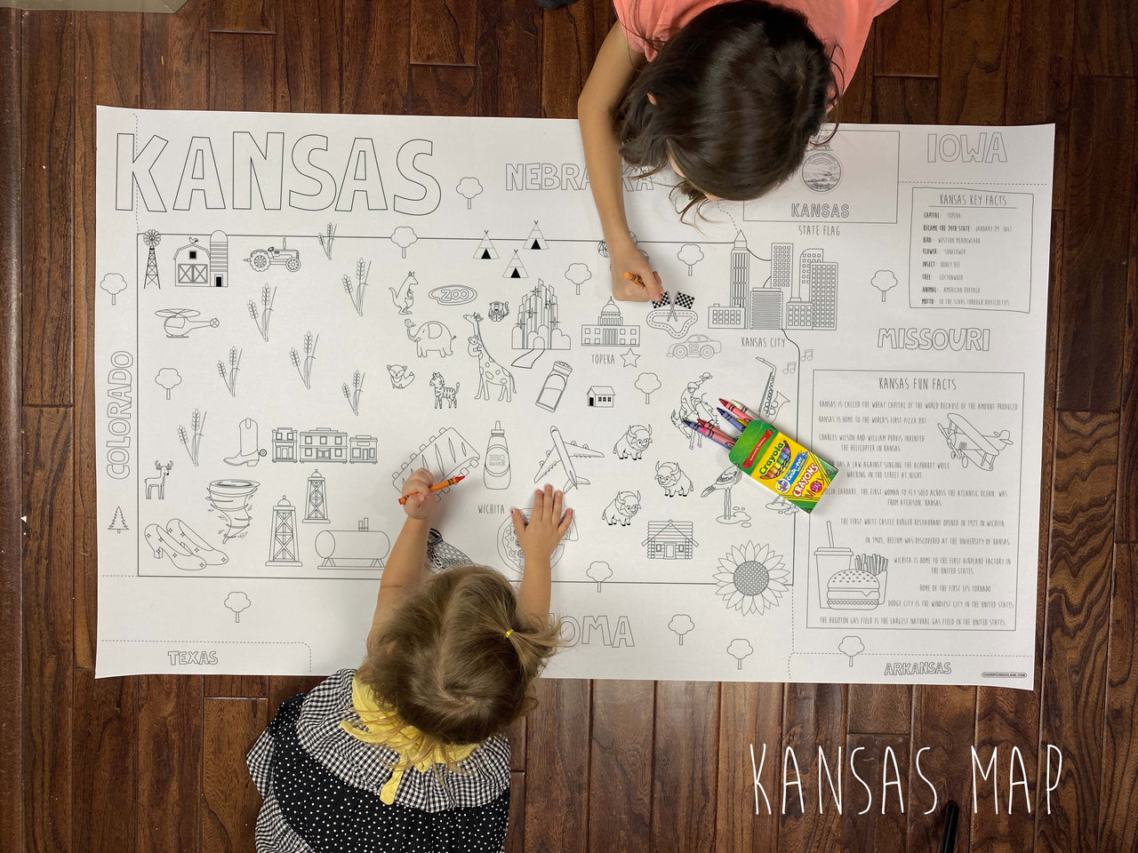 Kansas state map coloring sheet â