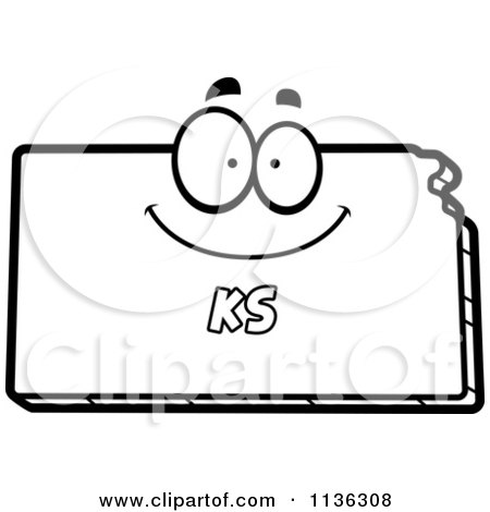 Cartoon clipart of an outlined mad kansas state character