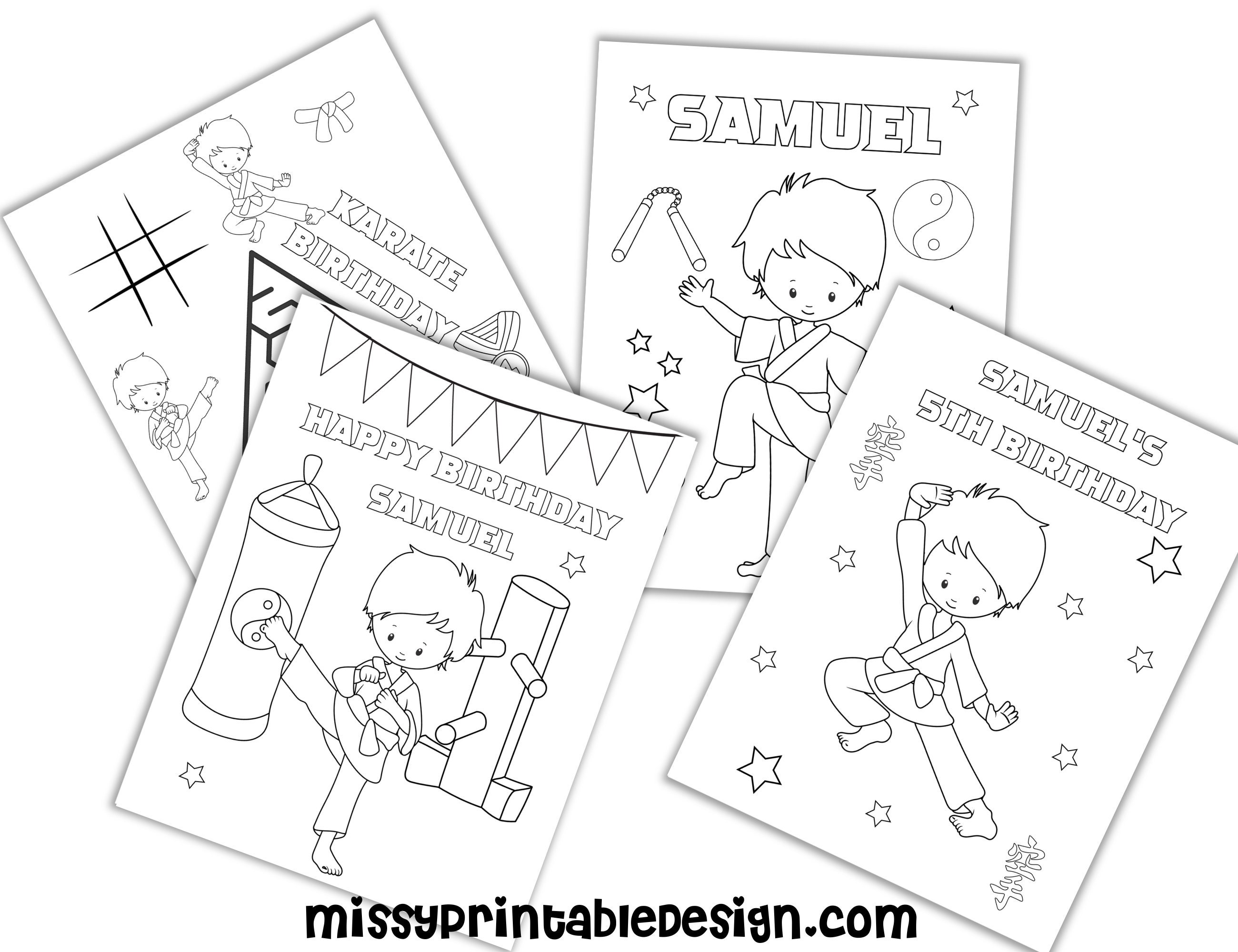 Personalized karate coloring pages custom karate birthday