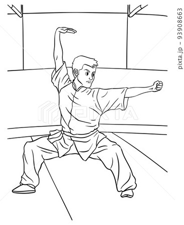 Kung fu coloring page for kids