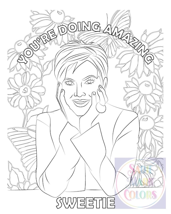 Kim kardashian adult coloring page coloring therapy keeping up with the kardashians instant download