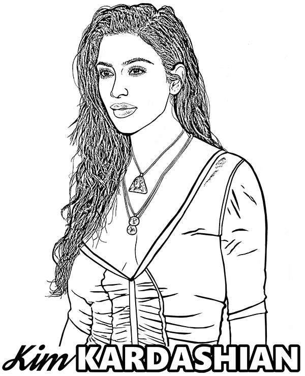 Kim kardashian on a free coloring page to print or download on topcoloringpagesnet kardashian kimâ coloring pages coloring pages to print celebrity drawings