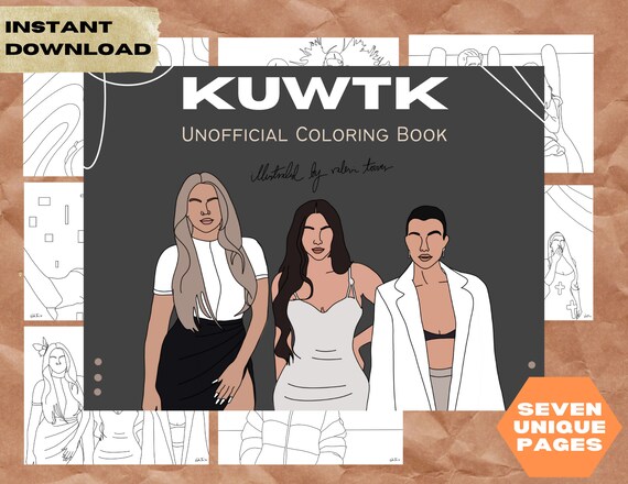 Kuwtk coloring book unofficial printable pdf kardashian coloring pages celebrity coloring pages pop culture activity adult coloring