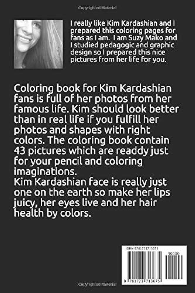 Kim kardashian coloring pictures coloring book of famous kim kardashian by