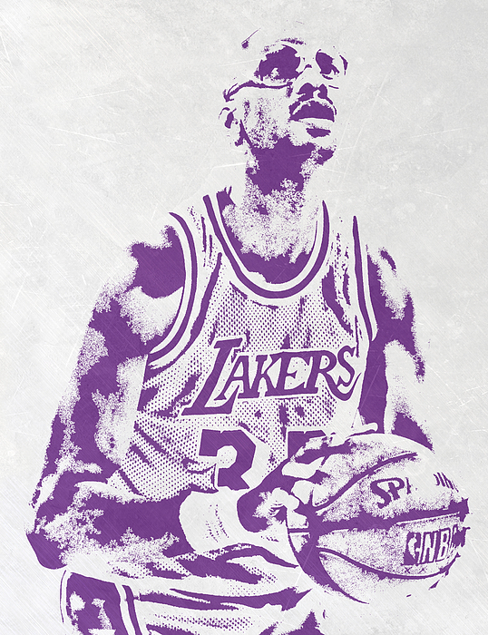 Kareem abdul jabbar los angeles lakers pixel art greeting card by joe hamilton