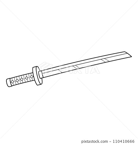 Ninja katana isolated coloring page for kids