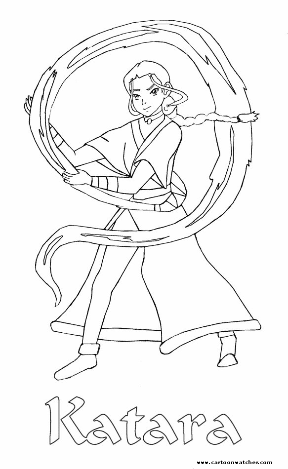 Katara playing with water coloring page avatar the last airbender art anime mermaid coloring pages