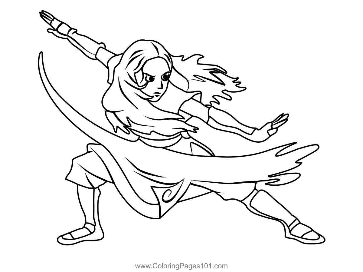 Katara from avatar the last airbender coloring page avatar the last airbender art coloring pages avatar the last airbender