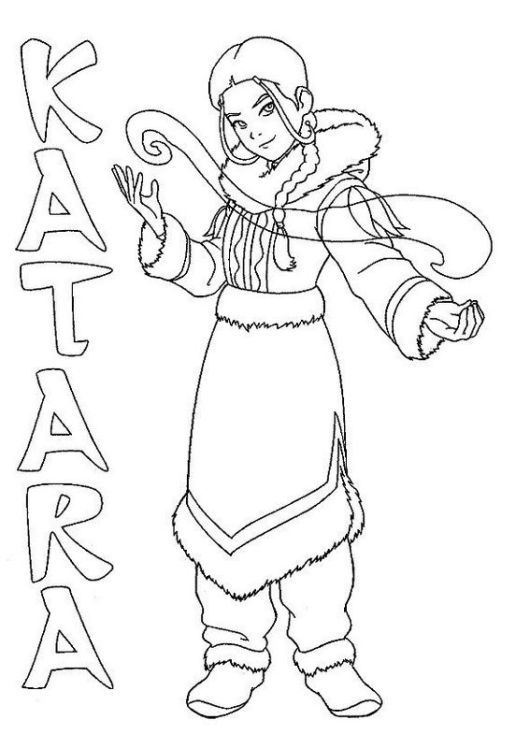 Katara from avatar the last airbender coloring book coloriage livre de couleur le dernier maãtre de lair