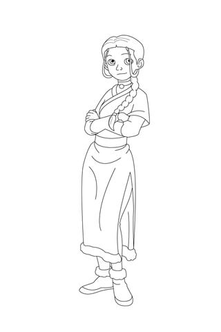 Katara has her arms folded coloring page free printable coloring pages