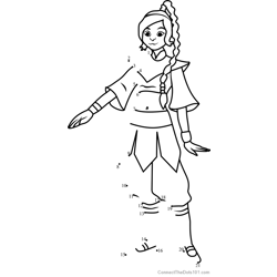 Katara from avatar the last airbender dot to dot printable worksheet