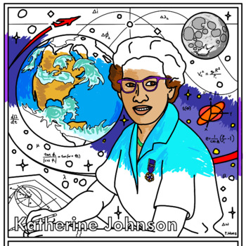 Stem coloring pageposter mathematician katherine johnson champions of stem