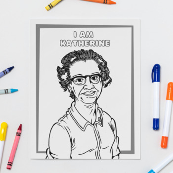 Katherine johnson coloring page and poster by the divercity teacher