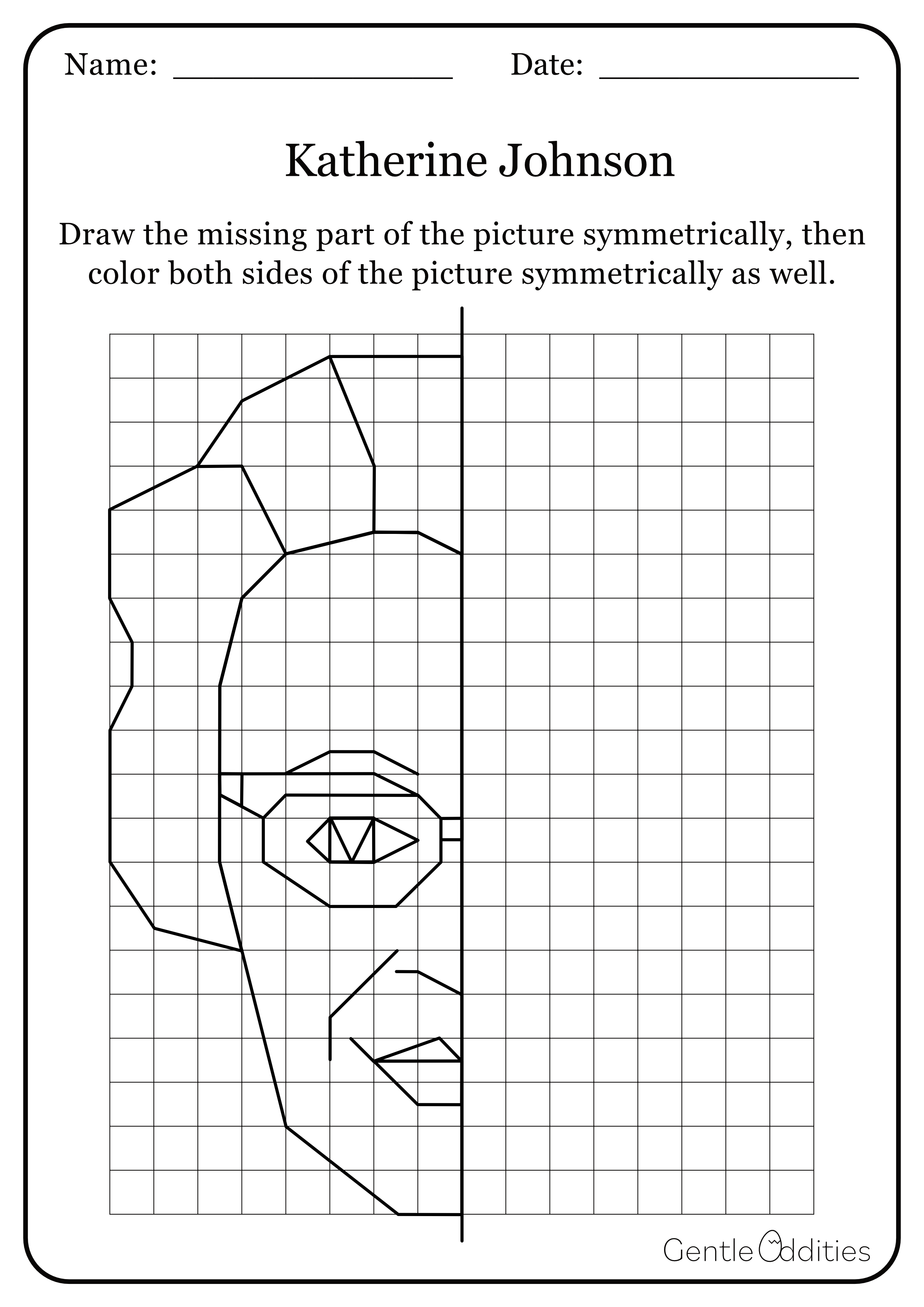 Black history month math activity katherine johnson symmetry math centers made by teachers