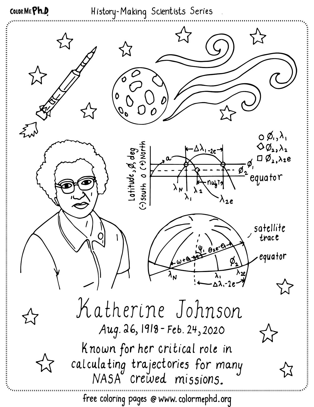 Colormephd on x dr angie turner king left an inspiring legacy among her students were nasa mathematician katherine johnson and entomologist civil rights activist dr mary collins we made coloring pages