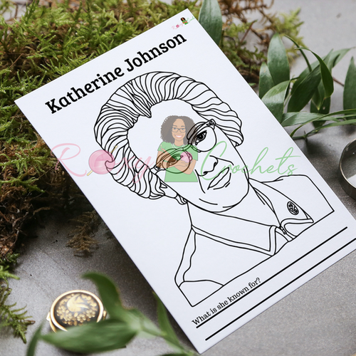 Katherine johnson coloring sheet roxy crochets