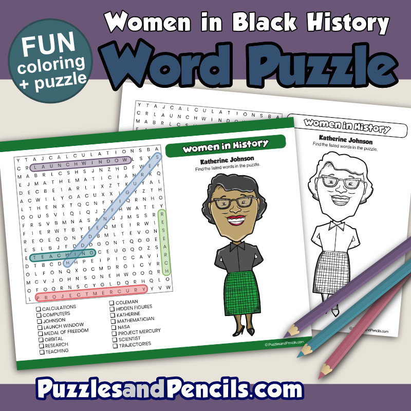 Katherine johnson word search puzzle activity page black history month wordsearch made by teachers