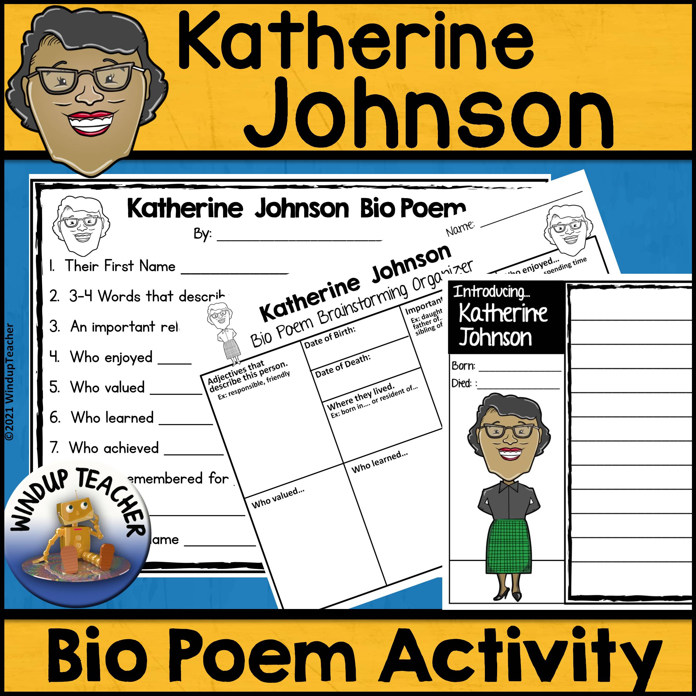 Katherine johnson poem writing activity made by teachers