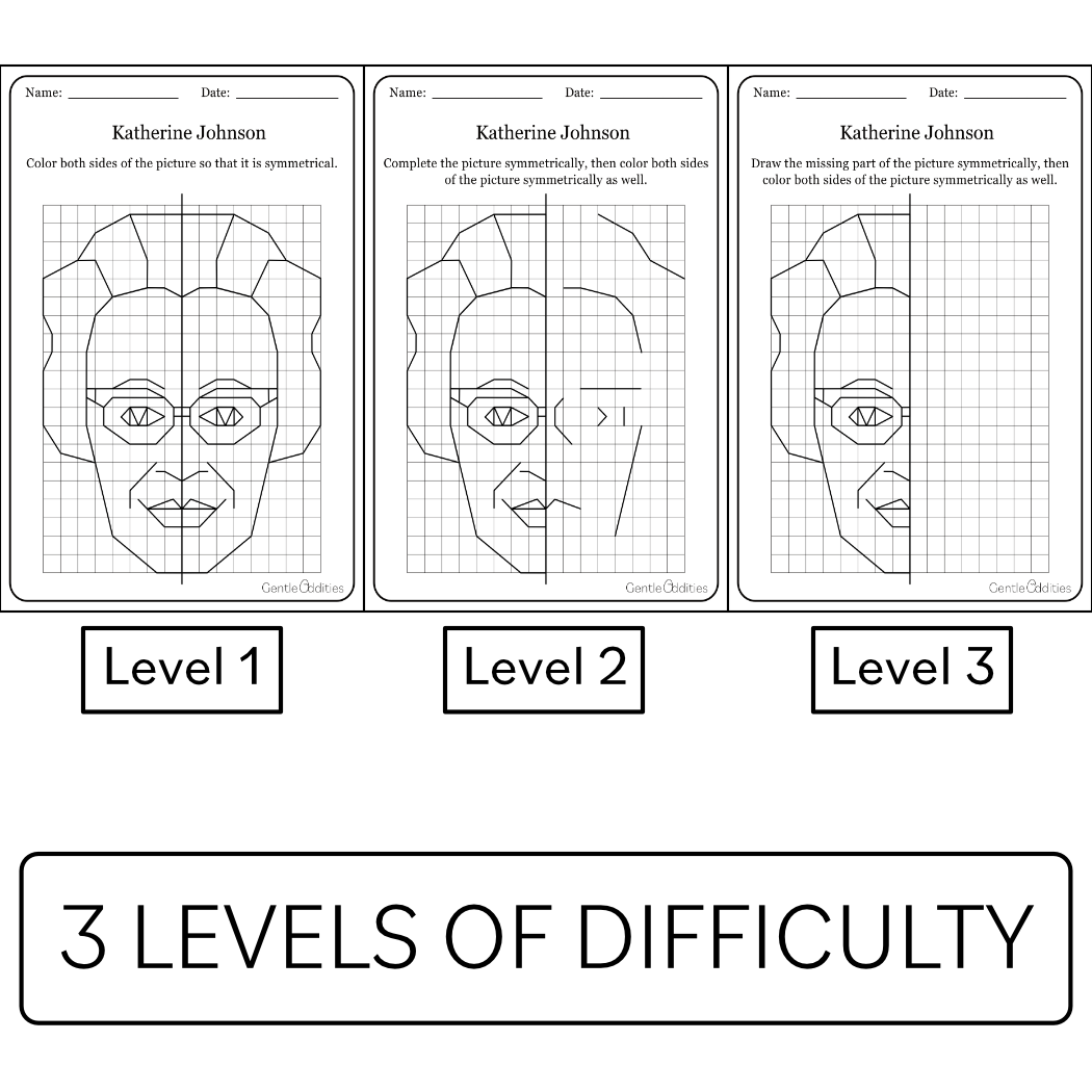 Black history month math activity katherine johnson symmetry math centers made by teachers