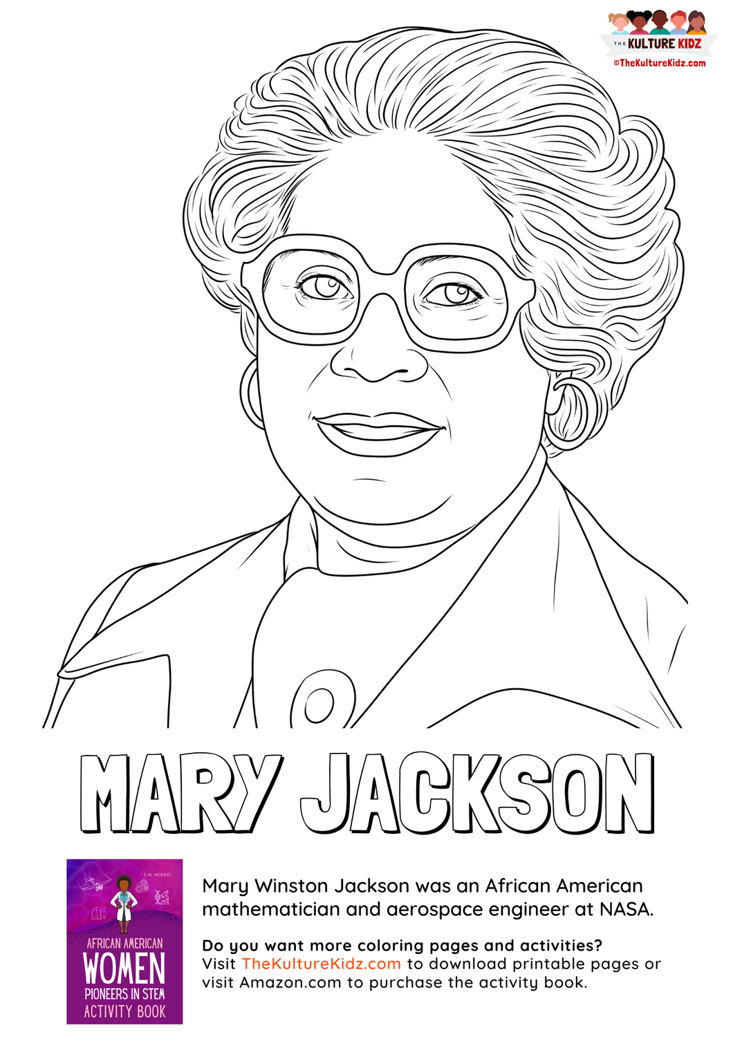 Mary jackson coloring page â the kulture kidz