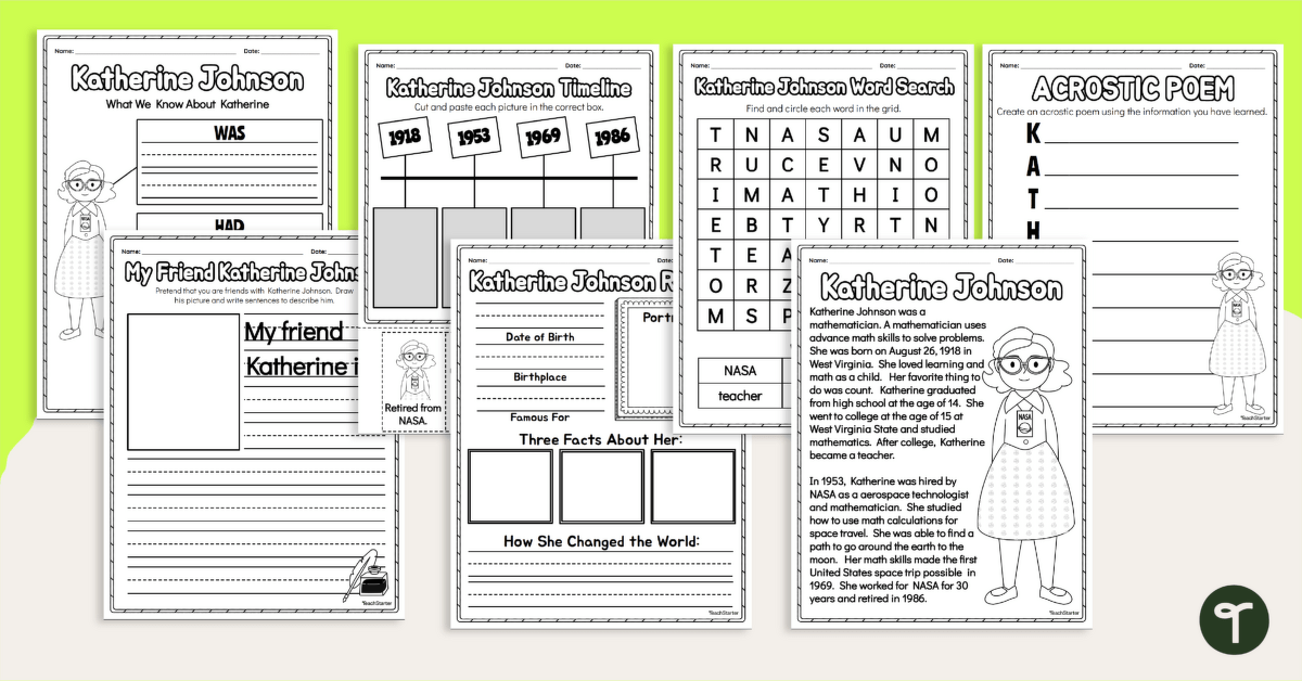 Katherine johnson activity pack teach starter