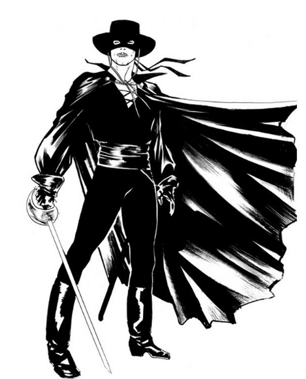 Coloring page zorro zorro the mask of zorro alex toth