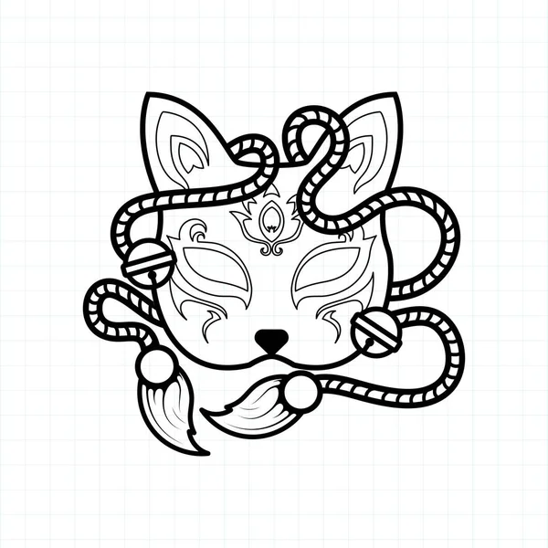 Japanese kitsune mask coloring page vector illustration eps stock vector by yudhistarkey