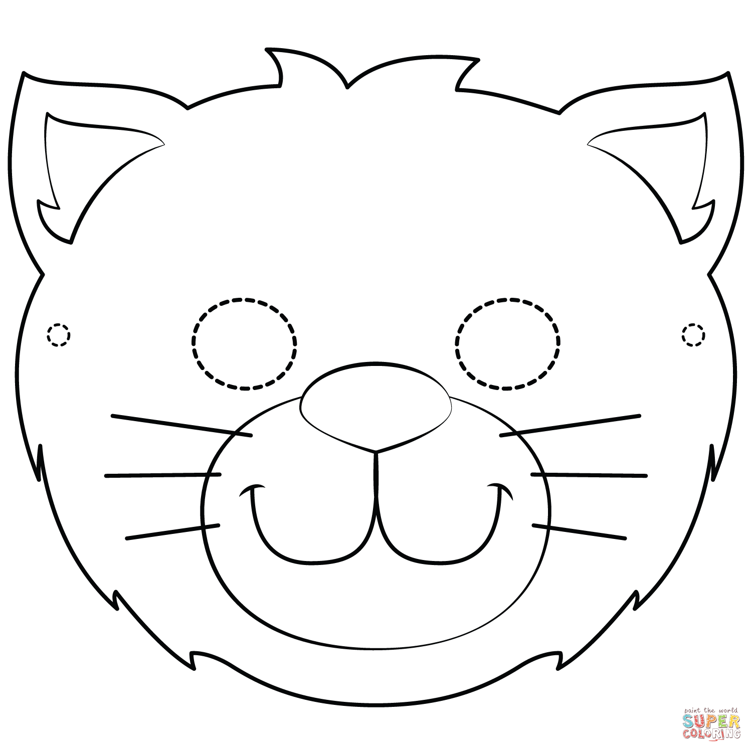 Cat mask coloring page free printable coloring pages