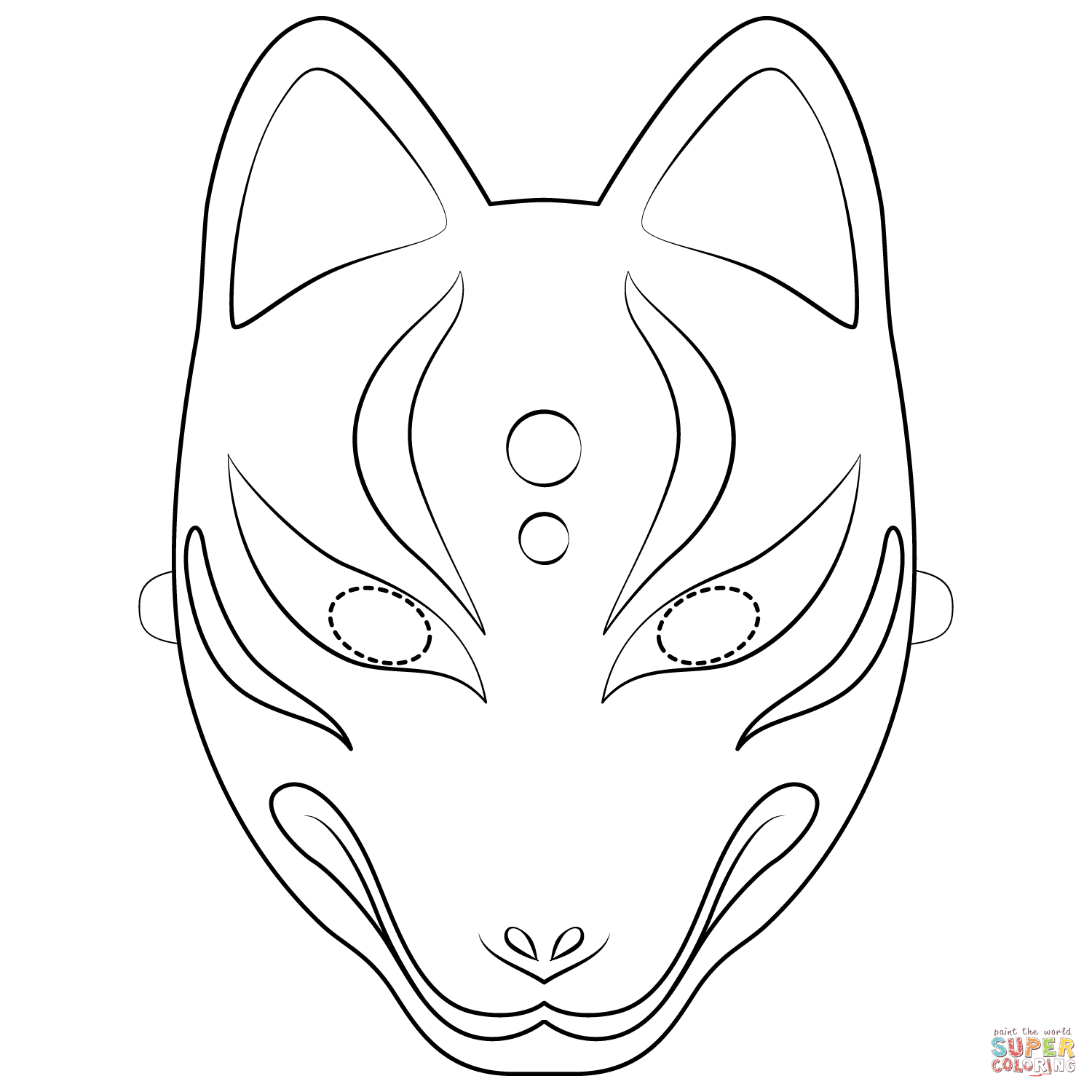 Kitsune mask coloring page free printable coloring pages