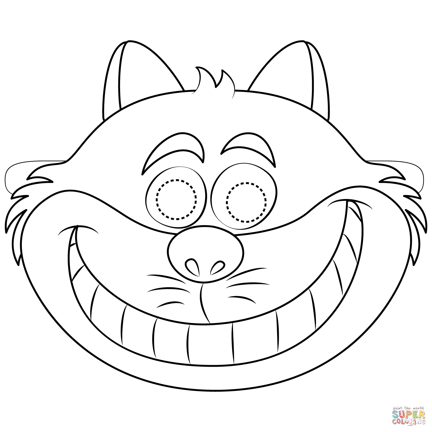 Cheshire cat mask coloring page free printable coloring pages