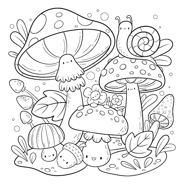 Premium vector hand drawn kawaii coloring book illustration