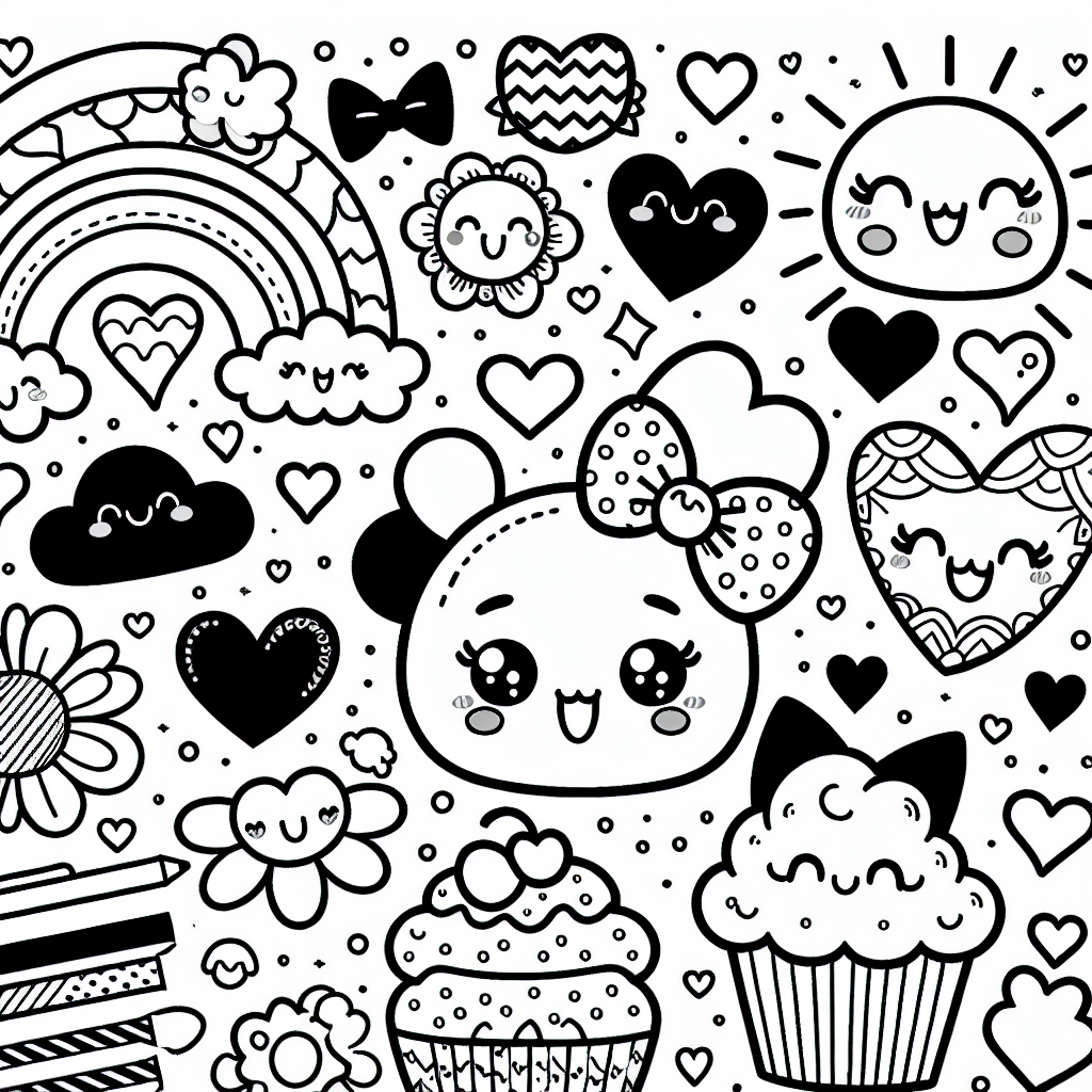 Kawaii coloring pages â custom paint by numbers