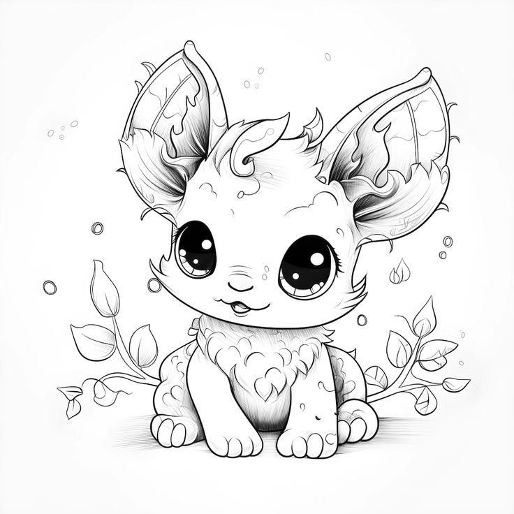 Kawaii baby animal coloring page for kids instant digital download printable pdf simple design