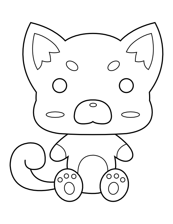 Printable kawaii shiba coloring page