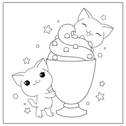 Cute kawaii animals coloring pages vector images over