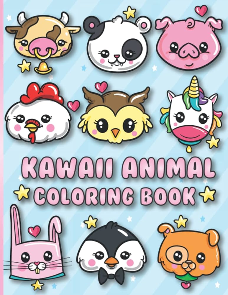 Kawaii animals coloring book cute and easy kawaii coloring pages for fun relaxing stress relief