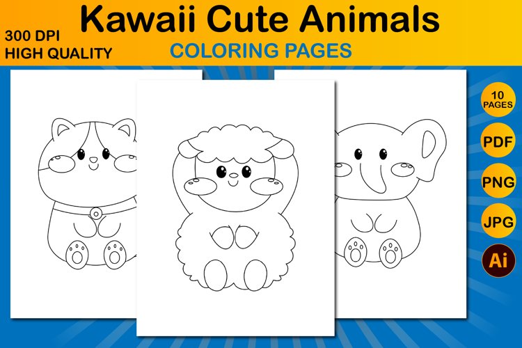 Cute animals kawaii coloring pages