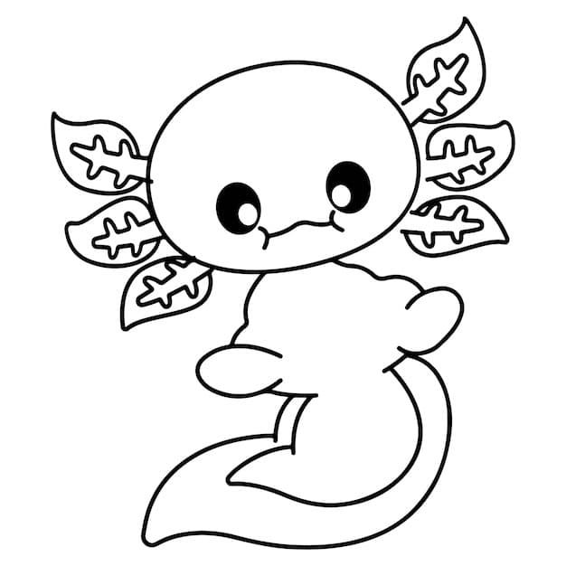 Cute axolotl coloring page