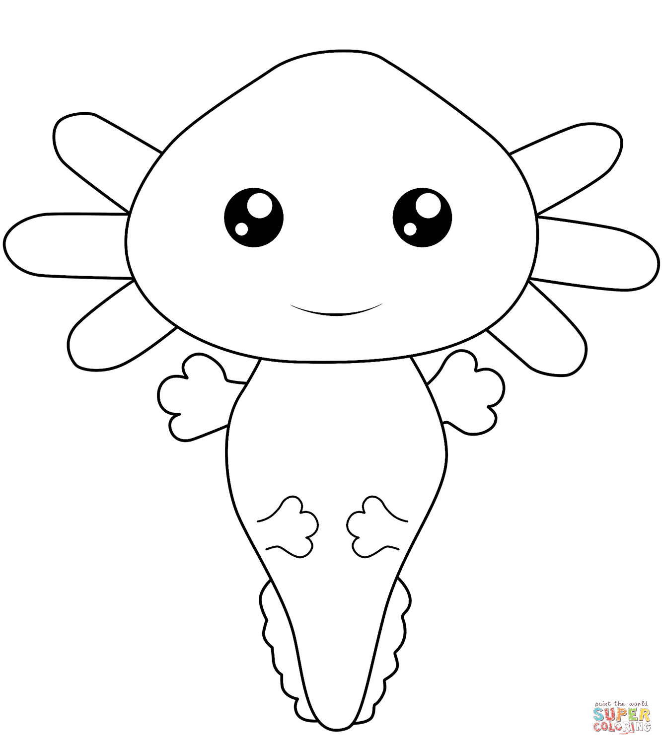 Kawaii axolotl coloring page free printable coloring pages