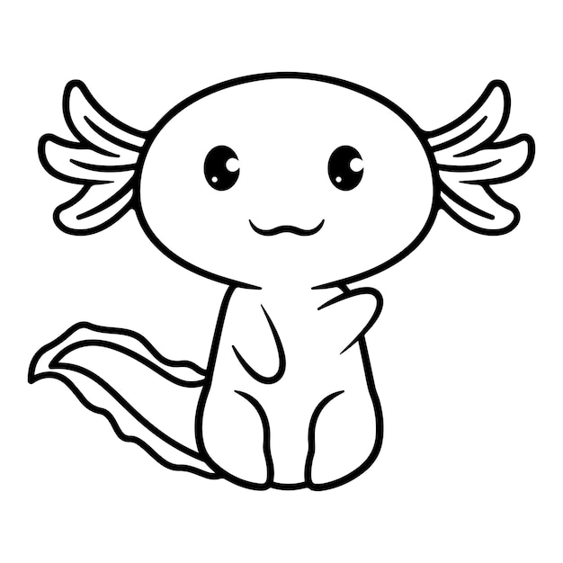 Premium vector axolotl coloring pages for kids premium vector