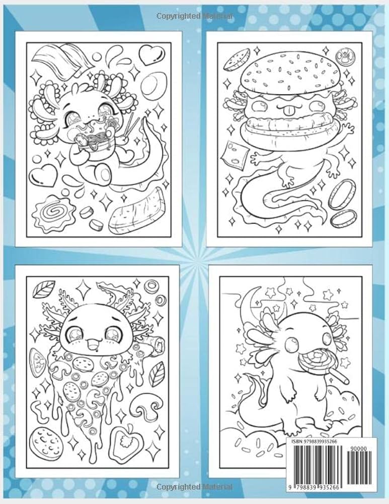 Kawaii axolotl coloring book for kids cute and funny kawaii axolotl color pages for boys ans girls ages all skill levels also with simple drawing exercises med md books